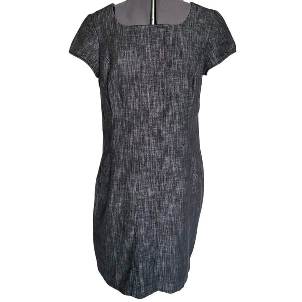 Componix Stretch Denim Knee-Length Pencil Dress Size 12 Gray/Black cap Sleeve Zi